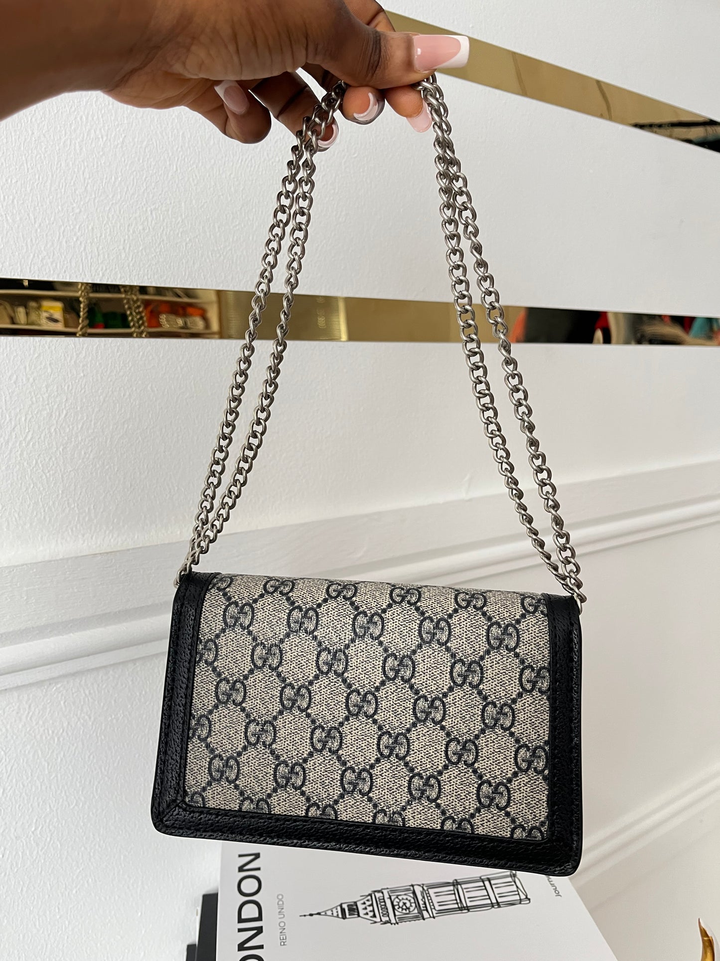 Noir Monogram Clasp Mini Bag