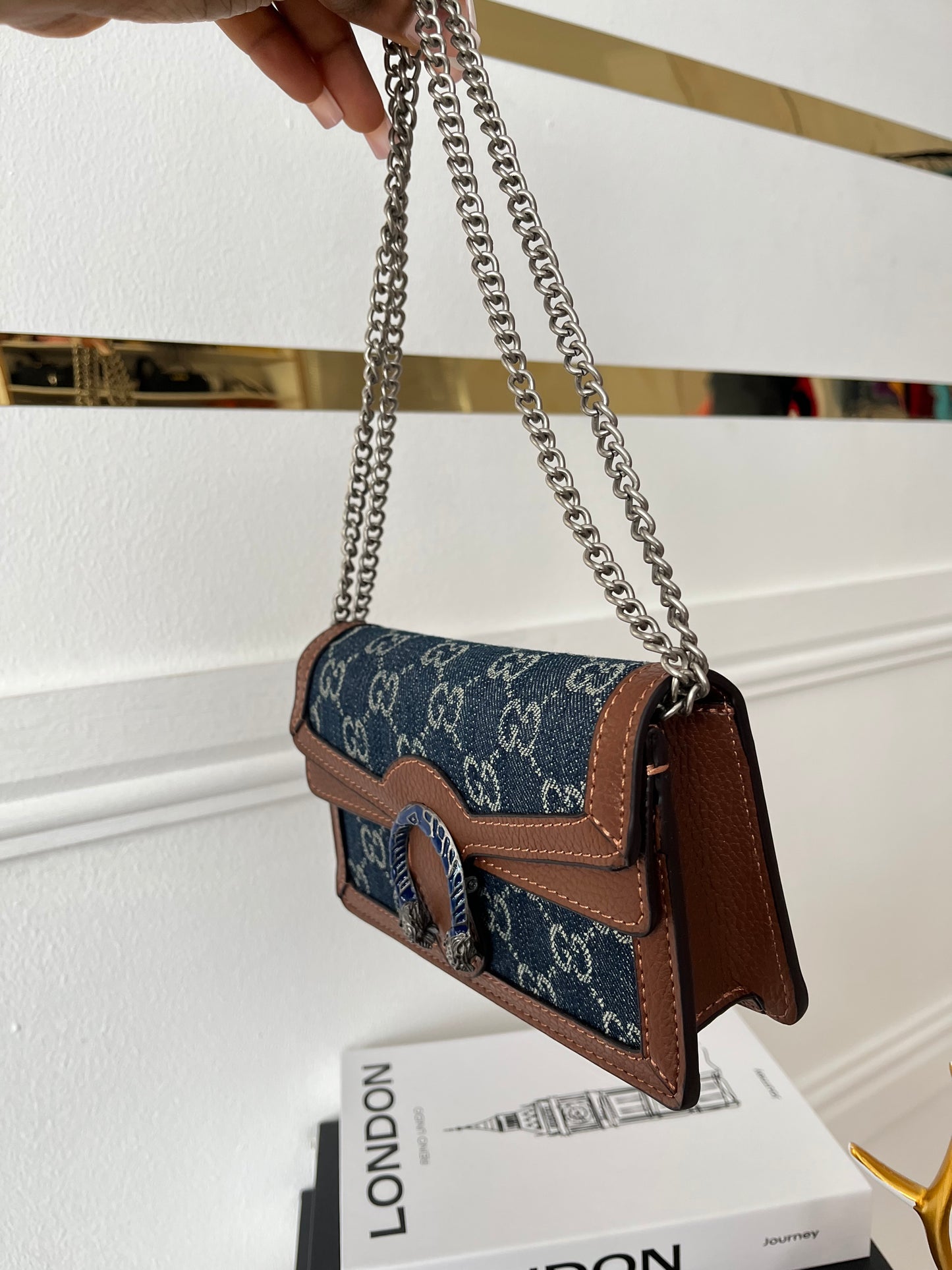 Denim Buckle Mini Flap Bag