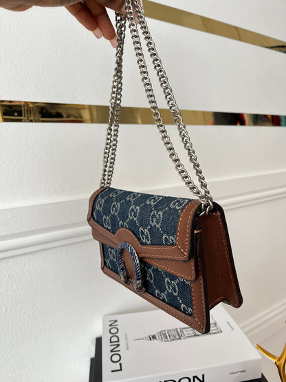 Denim Buckle Mini Flap Bag