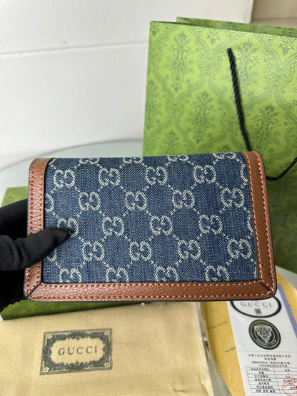 Denim Buckle Mini Flap Bag