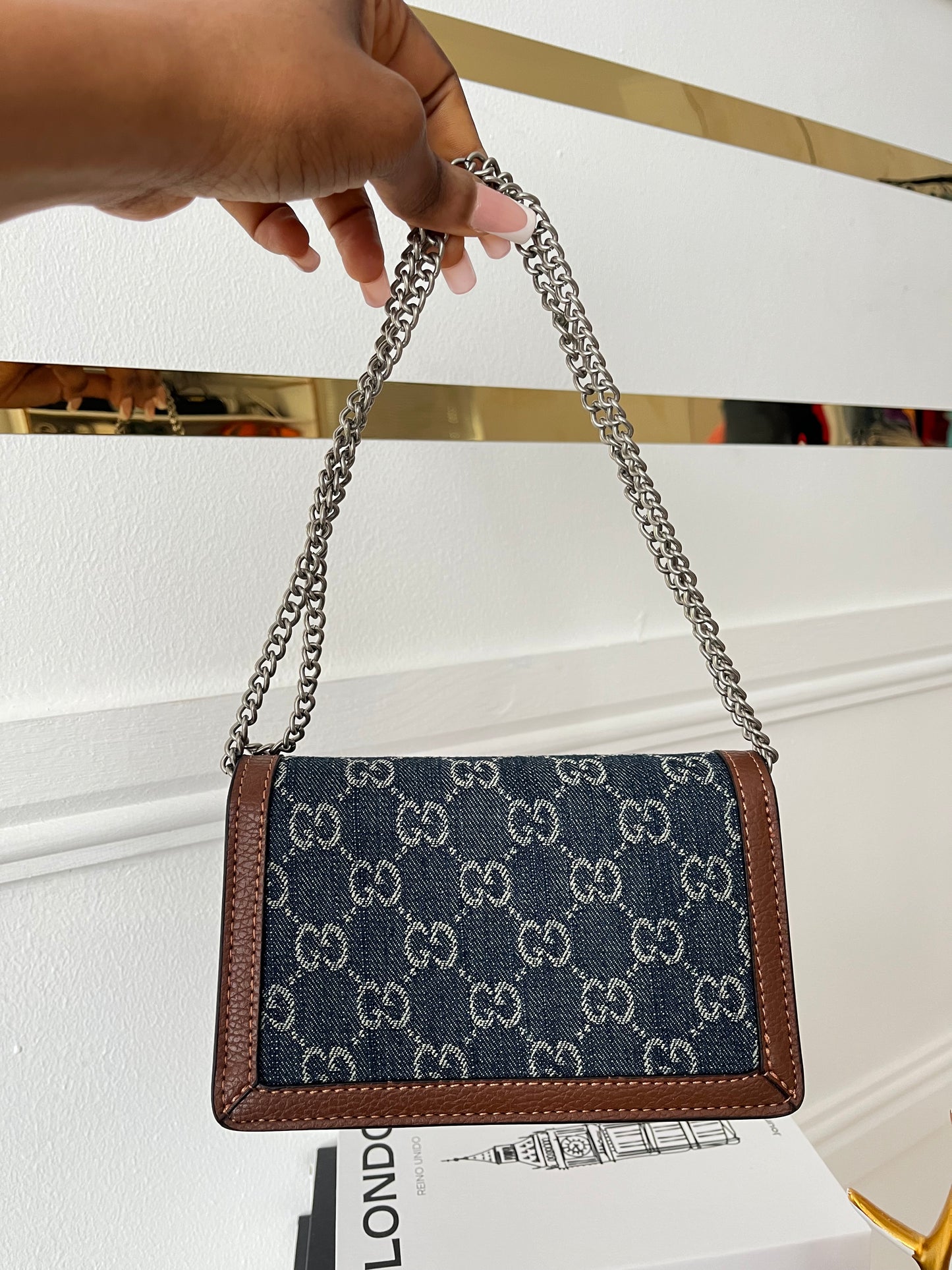 Denim Buckle Mini Flap Bag