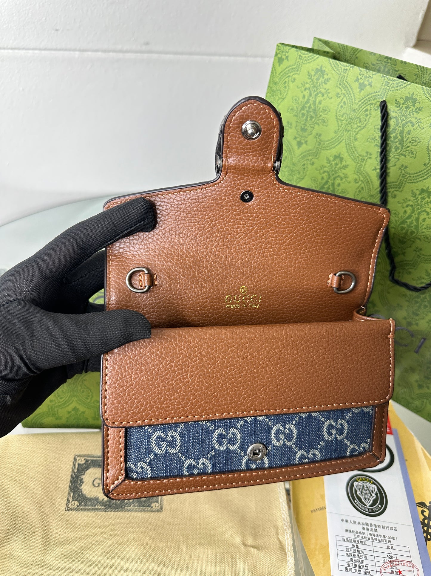 Denim Buckle Mini Flap Bag