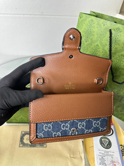 Denim Buckle Mini Flap Bag