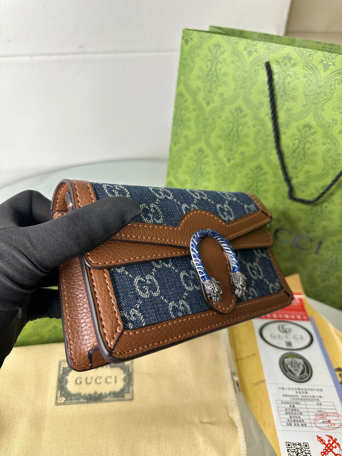 Denim Buckle Mini Flap Bag