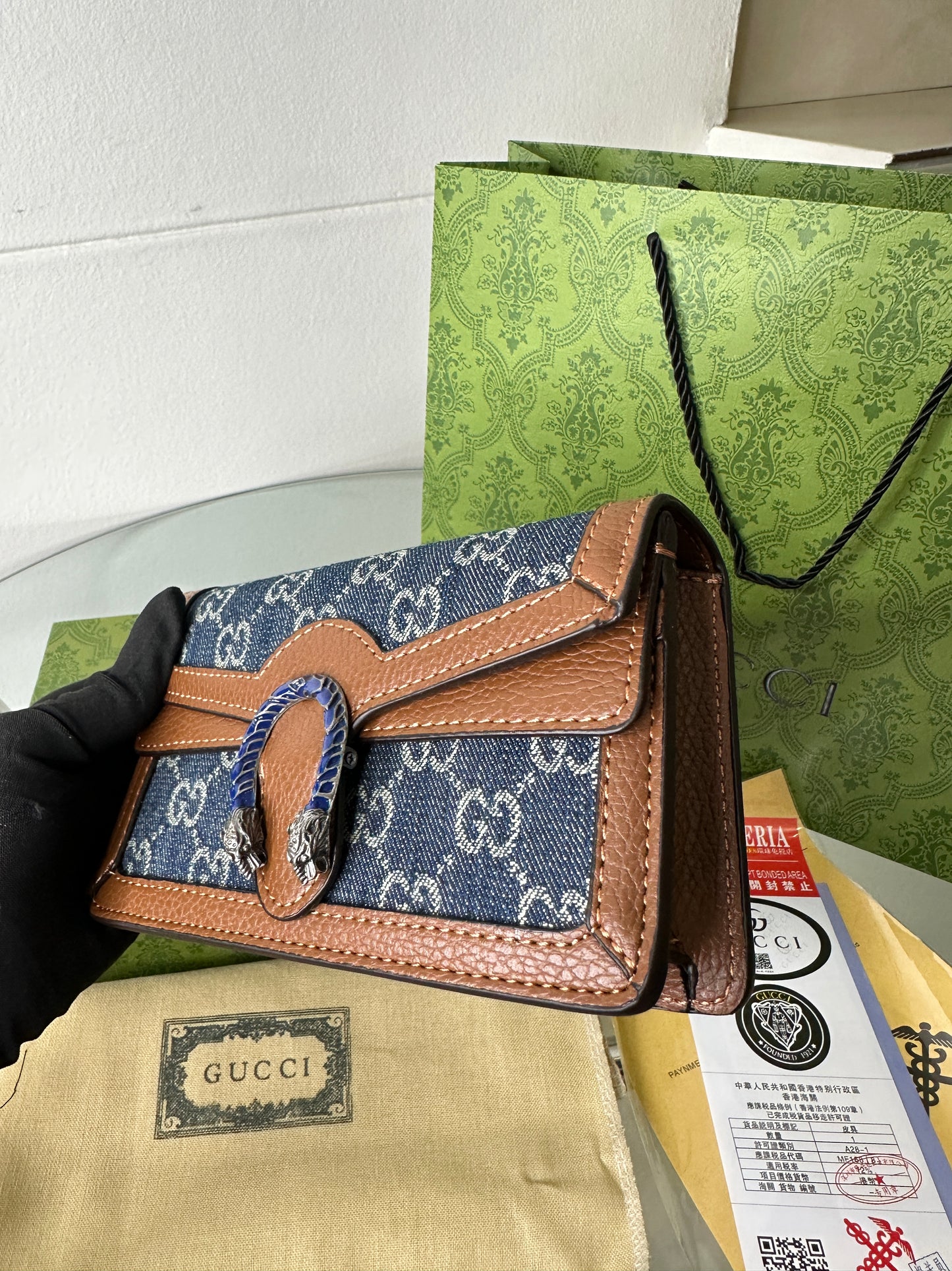 Denim Buckle Mini Flap Bag