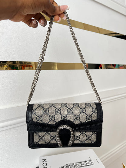 Noir Monogram Clasp Mini Bag