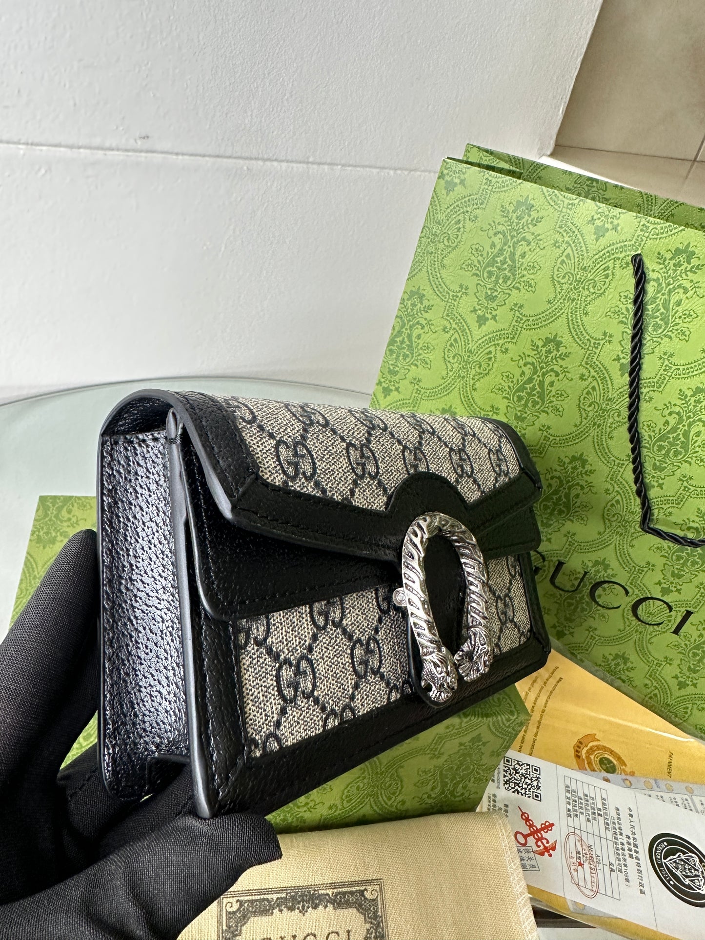 Noir Monogram Clasp Mini Bag