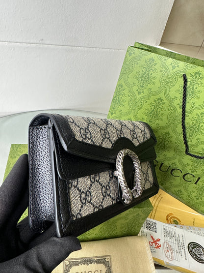 Noir Monogram Clasp Mini Bag