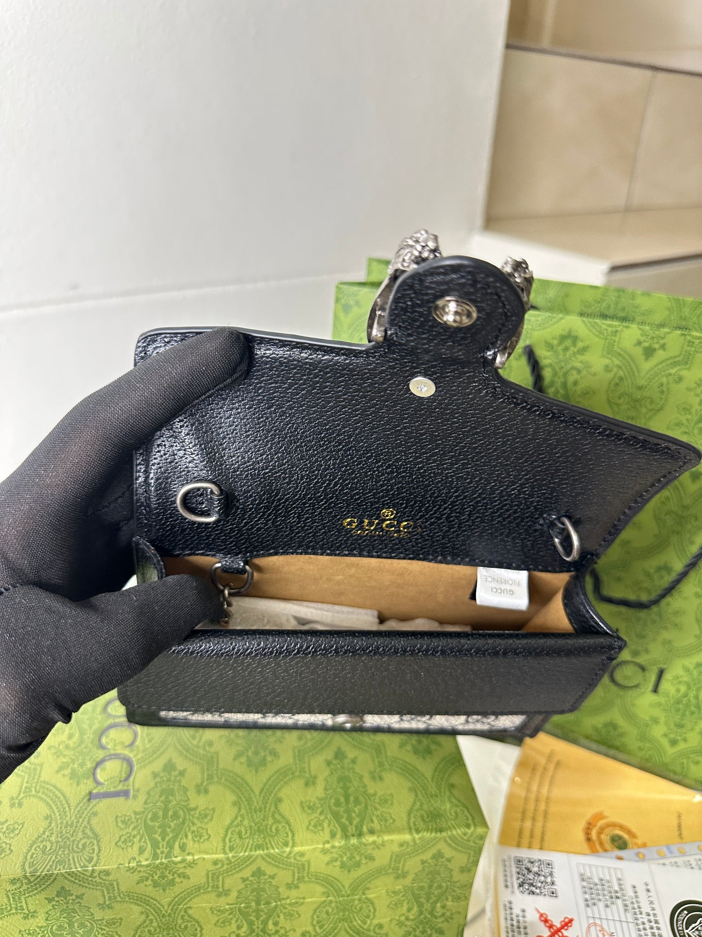 Noir Monogram Clasp Mini Bag