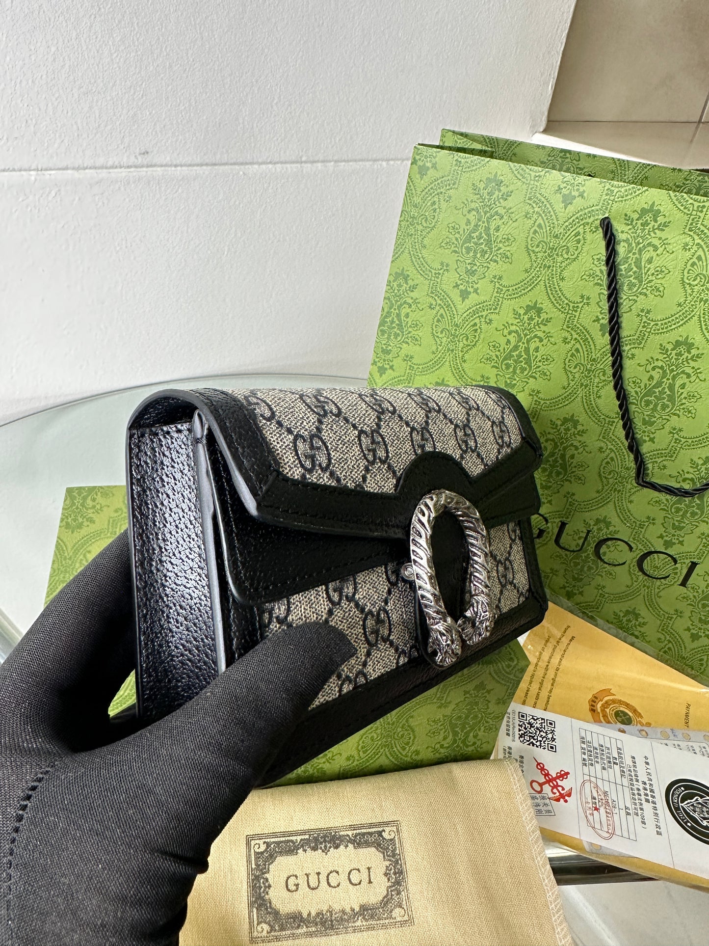 Noir Monogram Clasp Mini Bag