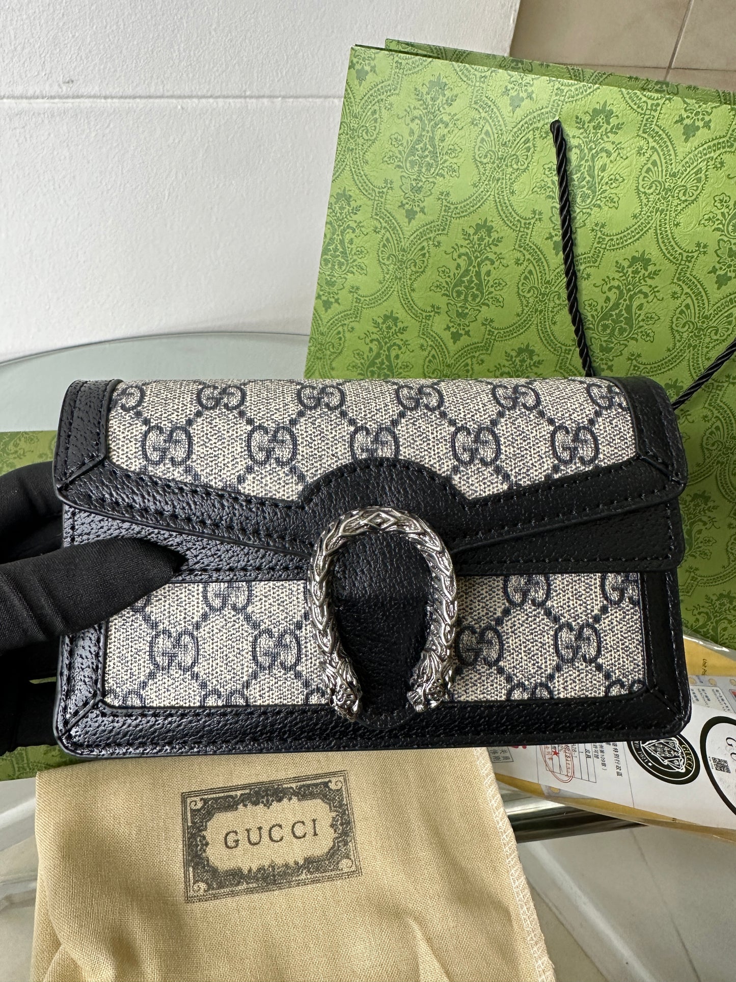 Noir Monogram Clasp Mini Bag