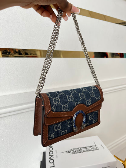 Denim Buckle Mini Flap Bag