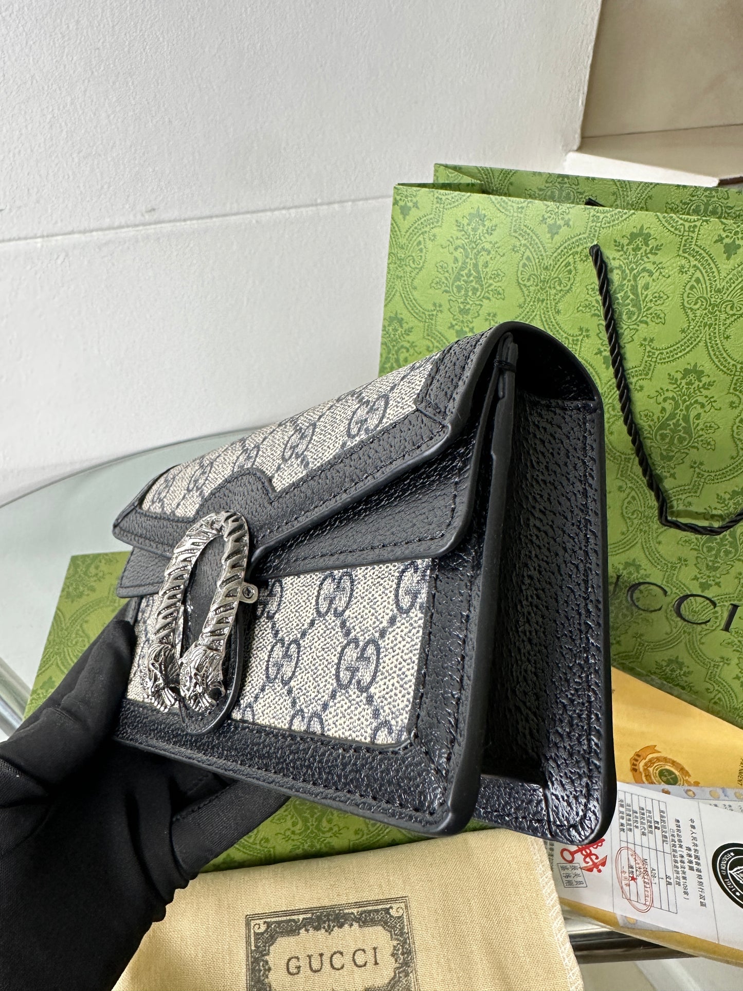 Noir Monogram Clasp Mini Bag