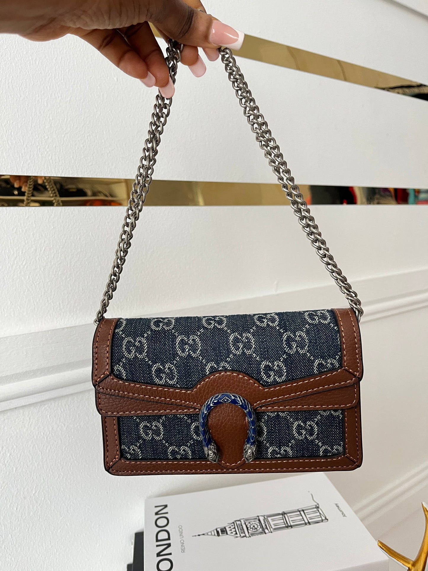 Denim Buckle Mini Flap Bag