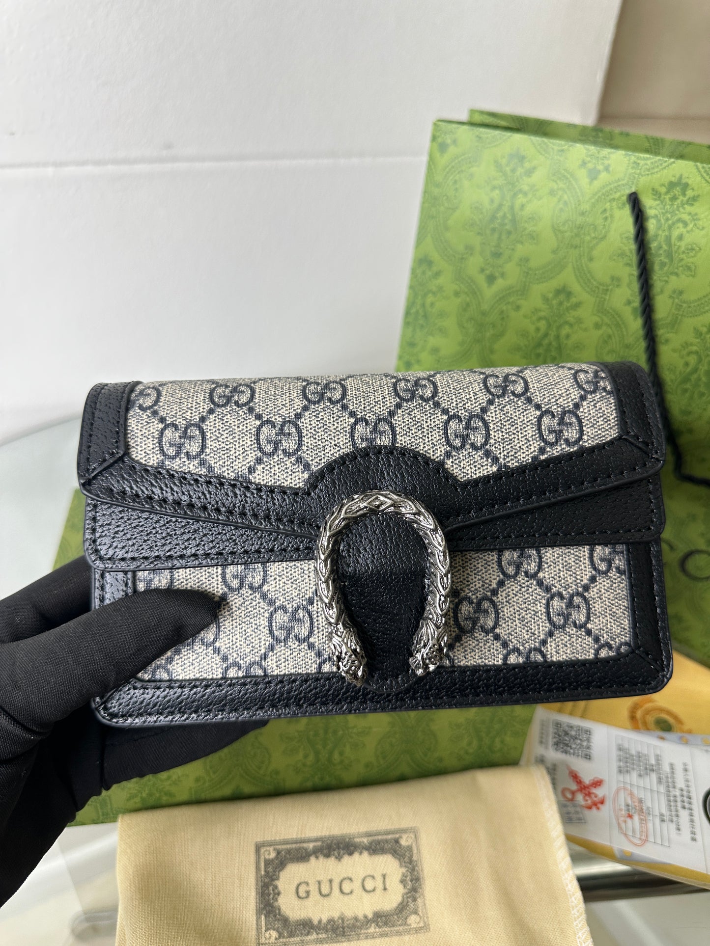 Noir Monogram Clasp Mini Bag