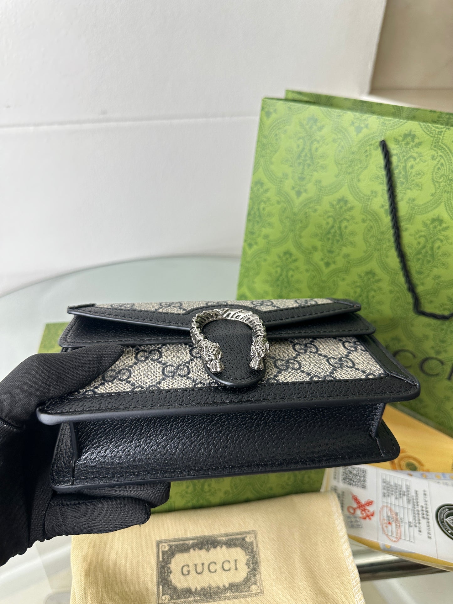 Noir Monogram Clasp Mini Bag